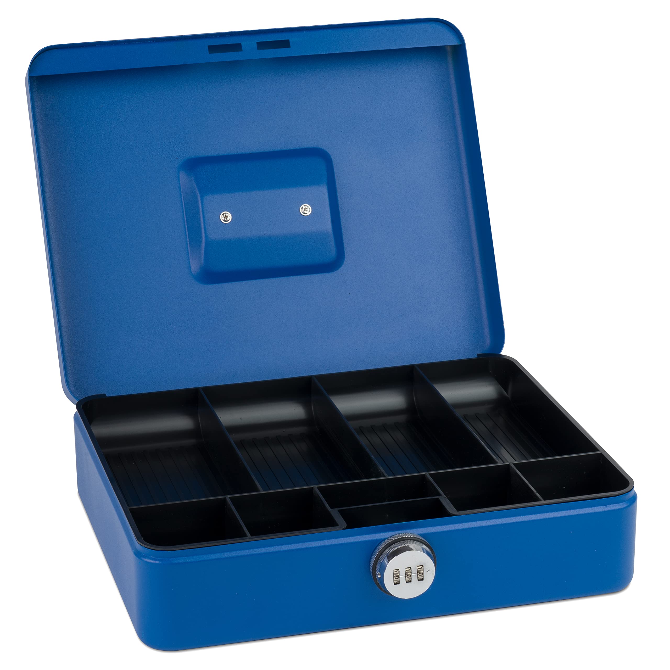 Hucha Sax caja fuerte de caudales grande azul 30x24cm con código numérico