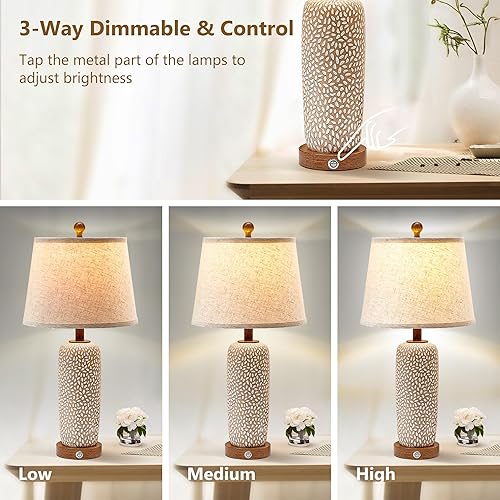 Miniatura 3 de Lámpara náutica costera de casa de campo para sala de estar, dormitorio, lámpara de noche con doble puerto USB, lámparas de mesita de noche de 26.5