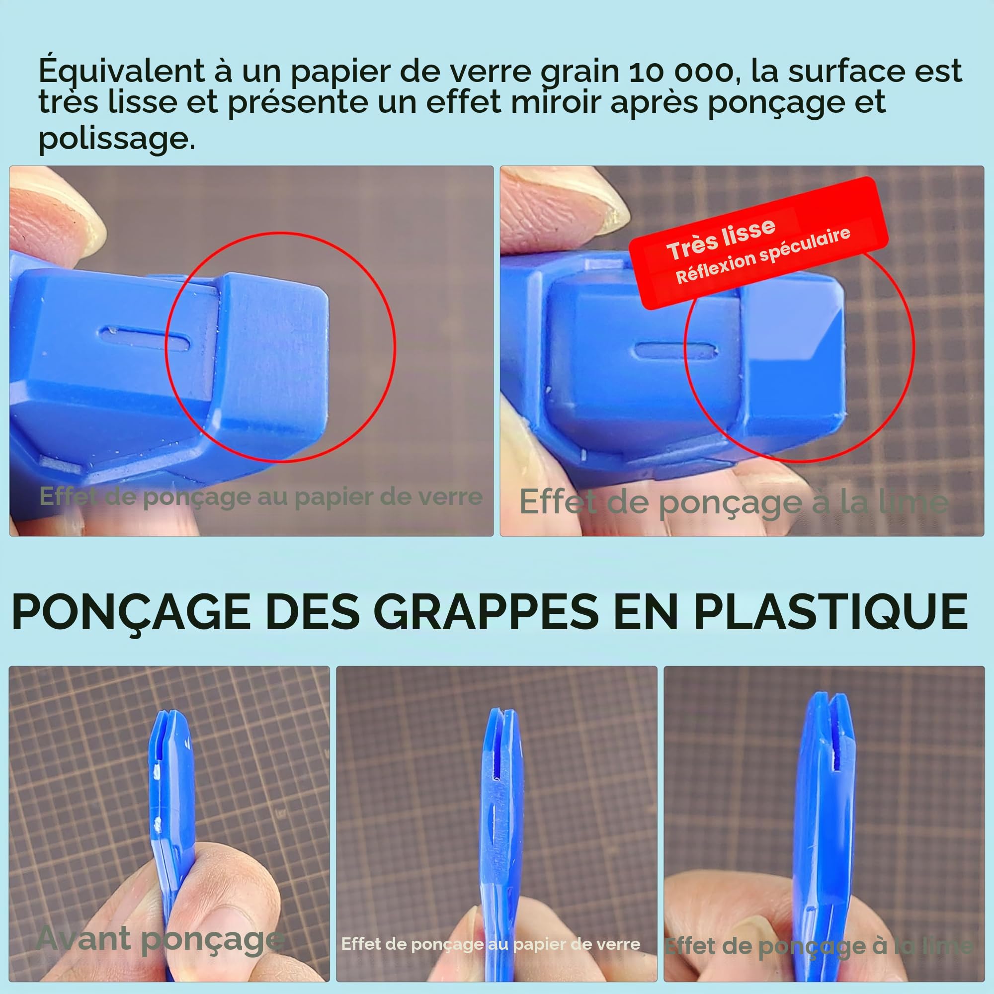 stedi Lot de 4 outils de polissage pour modélisme Hobby - Limes de précision ultime - Grain 10000 - Outils de meulage miroir pour modèles Gundam en plastique, bois, pièces à base de résine