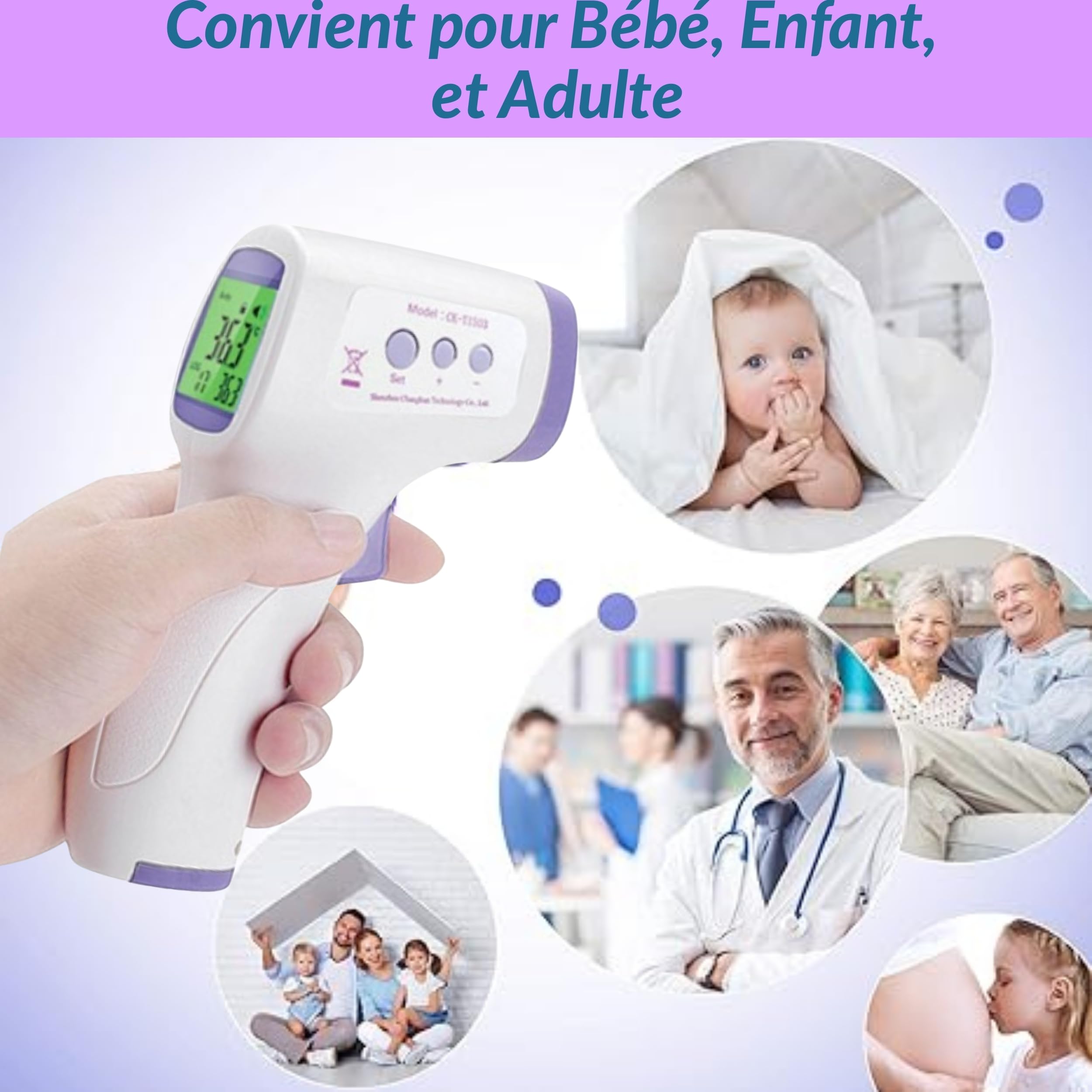 Tensiomètre Bras Électronique + Oxymètre de Doigt + Thermomètre Frontal – Kit Santé à Domicile 3en1 avec Mallette Rigide – Grands Écrans – Pack Surveillance Tension & Température– Seniors & Famille