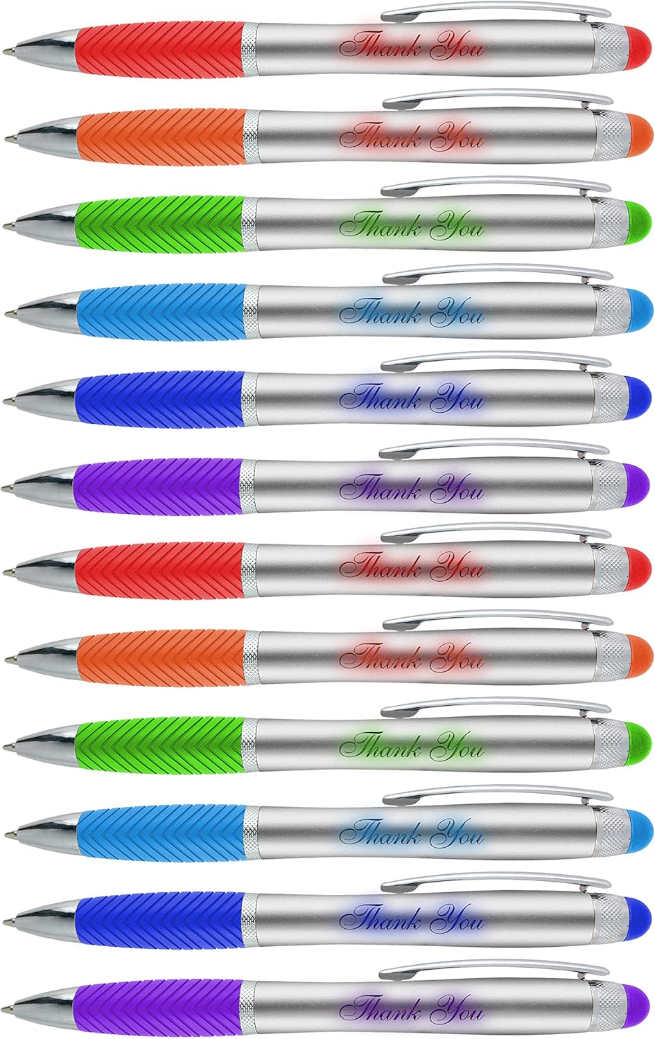 Thank You Gift Pen for Boss Coworker Wife Husband Dad Mom, 3 in1 Stylus+ Ballpoint Pen+LED Light Up Light-Compatible with Most Touch Screen Devices, Multicolor 14 Pack