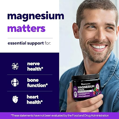 Miniatura 5 de Gomitas de citrato de magnesio de 200 mg  Gomitas de magnesio de alta absorción para mujeres y hombres  Suplemento masticable para adultos para