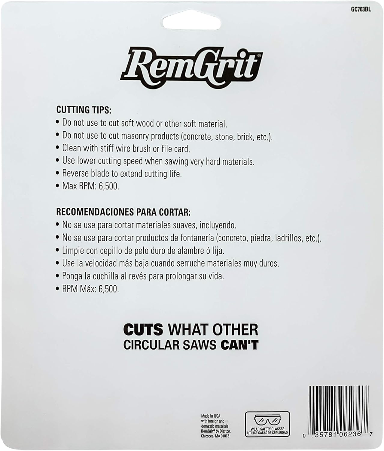Disston E0206236 7-Inch RemGrit Carbide Grit Circular Saw Blades, Coarse Grit, 178mm