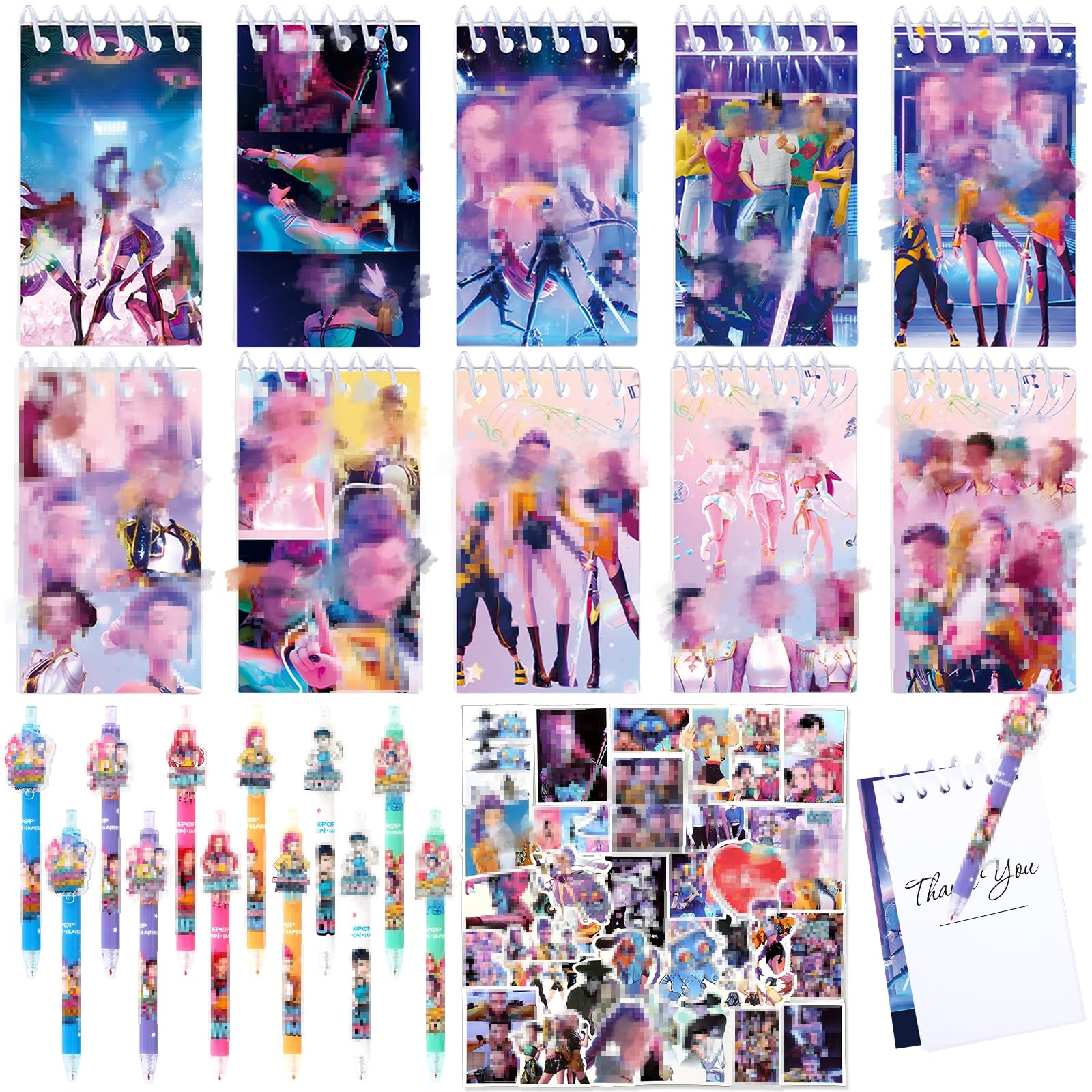 Party Bag Fillers for Kids K- Pop Themed Party Bags Favours with Pen Note Book Stickers, Ideal Birthday Gift Party Bags Fillers for Boys Girls Children Birthday Party Supplies Give Away Pinata Fillers