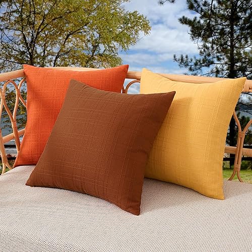 Miniatura 7 de Kevin Textile Fundas de cojín decorativas impermeables para exteriores, resistentes al agua, para tienda, patio, jardín, sofá, paquete de 2, 20 x 20