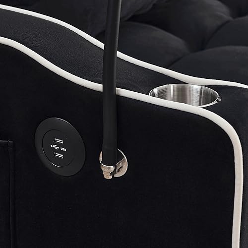 Miniatura 70 de Sofá cama biplaza de terciopelo convertible y moderno con cama desplegable, respaldo ajustable y 2 almohadas lumbares, para espacios pequeños (gris