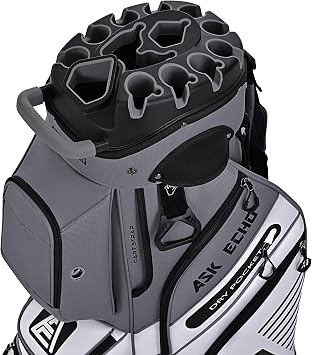 ASK ECHO T-Lock Golf Cart Bag, Quiet 14-Way Full-Length Divider | Keeps every club protected, organized and easy to access.Smart pocket layout keeps every essential within easy reach