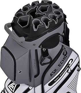 ASK ECHO T-Lock Golf Cart Bag with 14 Way Organizer Divider Top, Premium Cart Bag with Handles and Rain Cover for Men
