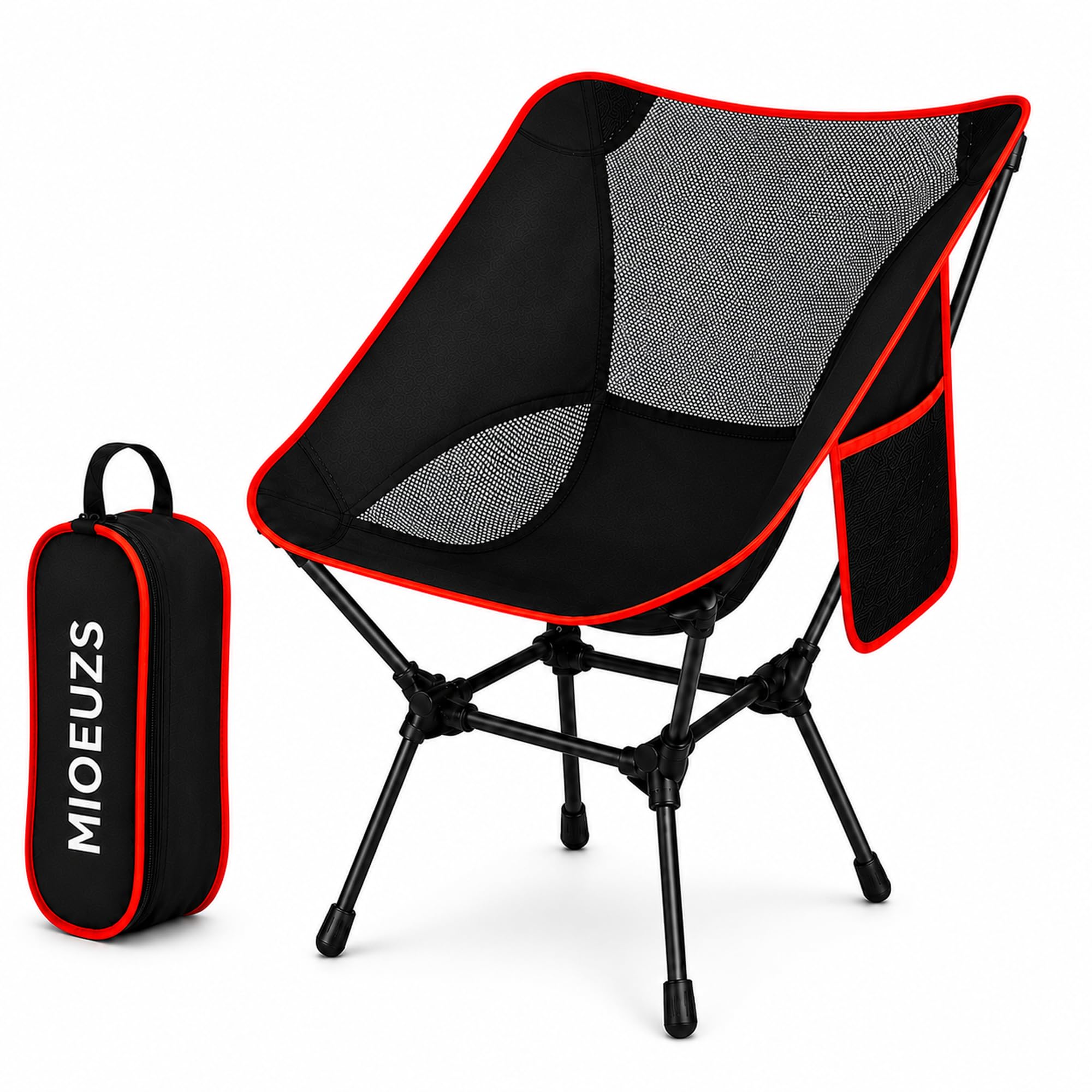 Sedia da spiaggia pieghevole fino a 120 kg, sedia campeggio pieghevole Oxford 900D con tasca laterale e borsa di trasporto, per mare, pesca, giardino ed esterno