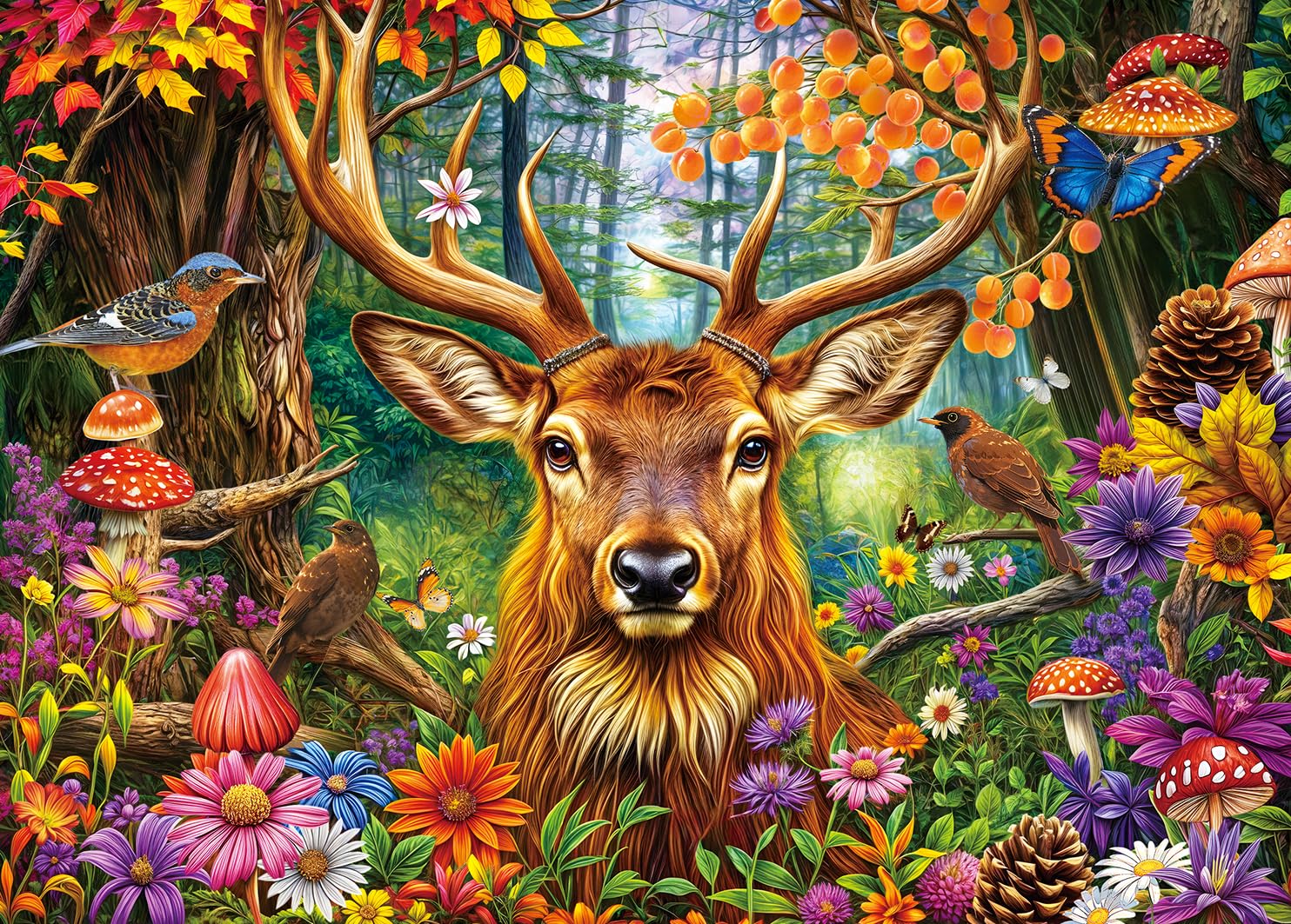  1000 Piece Jigsaw Puzzle for Adults: Colorful Fairytale Forest Charming Deer - Classic Educational and Decorative Game
