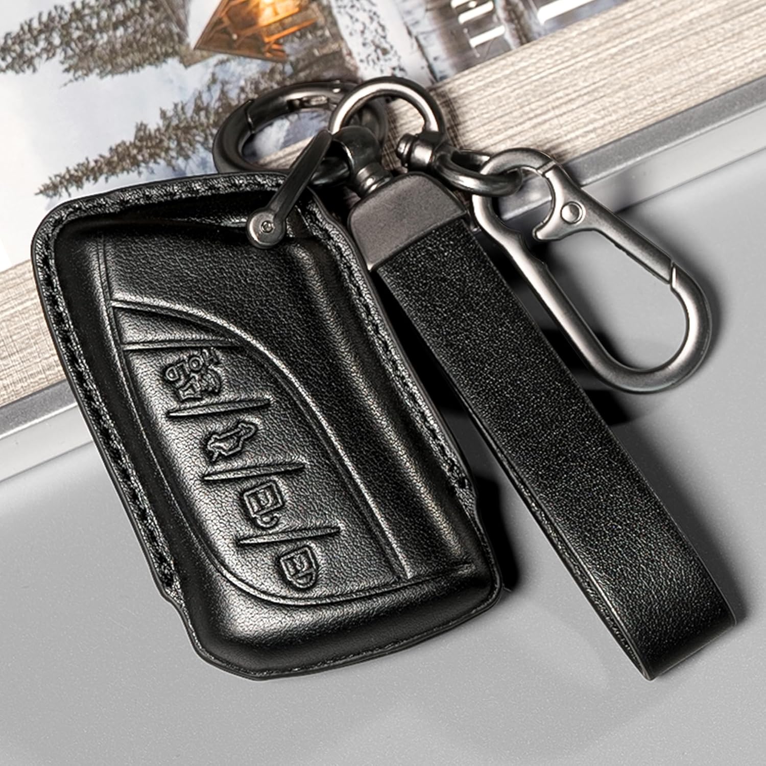 Compatible with Lexus Key Fob Cover Leather lanyard keychain car Key Case Holder Protector 2023 2024 2025 2026 Accessories - Image 4