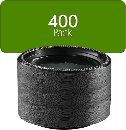 Miniatura 7 de PLASTICPRO 400 platos negros de plástico ligeros de 9 pulgadas, platos negros desechables para fiestas y bodas