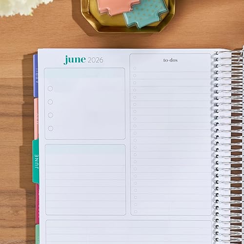 Miniatura 4 de Agenda mensual en espiral de 7 x 9 (enero de 2026 a diciembre de 2026) - Cubierta clásica de ramo, tema hexagonal, bobina de platino