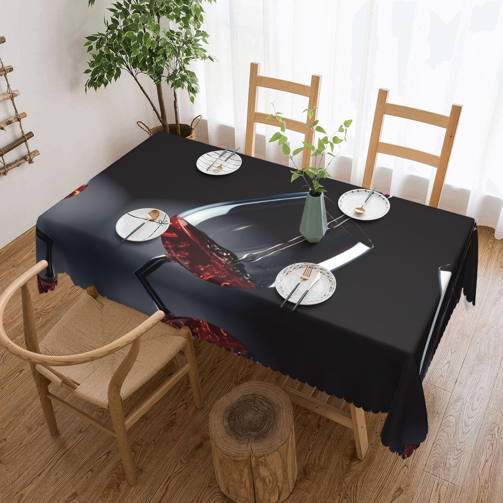 HLSBSSL Wine Cup Patterned square lace tablecloth, wrinkle-resistant and durable, suitable for dining tables, parties, etc.