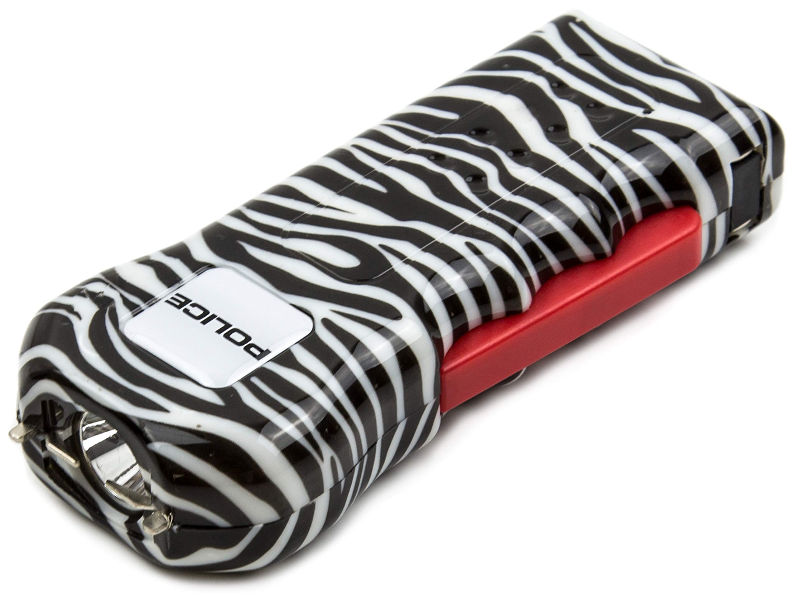 POLICE Stun Gun for Self Defense 512 – Mini Rechargeable High Voltage, Compact Heavy Duty with LED Flashlight – Zebra Design for Women & Men Personal Security
