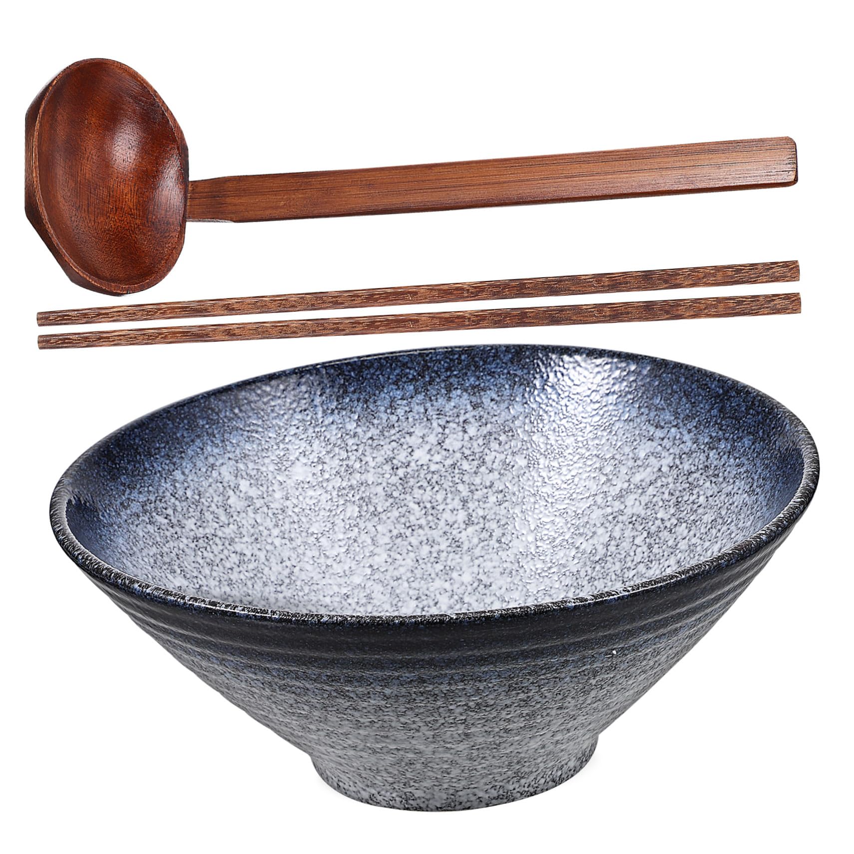 Japanische Ramen Schüssel Teiliges Keramik Geschirrset mit Löffel und Holzstäbchen Mikrowellengeeignet Rutschfeste Spirale Spülmaschinenfest für Nudeln und Suppen