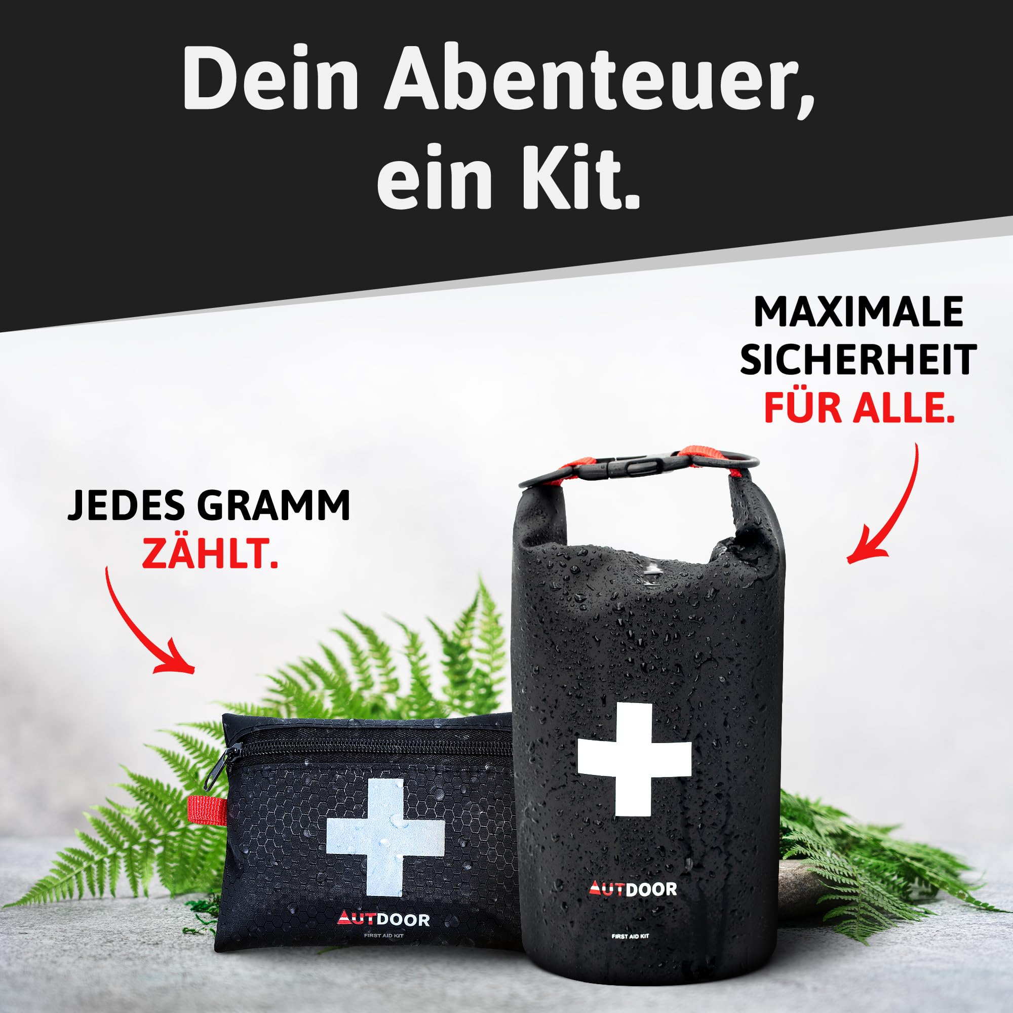 AUTDOOR® Erste Hilfe Set Lite – ultraleicht & kompakt – entwickelt von Ärzten – Robuste Reiseapotheke für Wandern, Klettern & Wassersport – Notfalltasche mit Essentials
