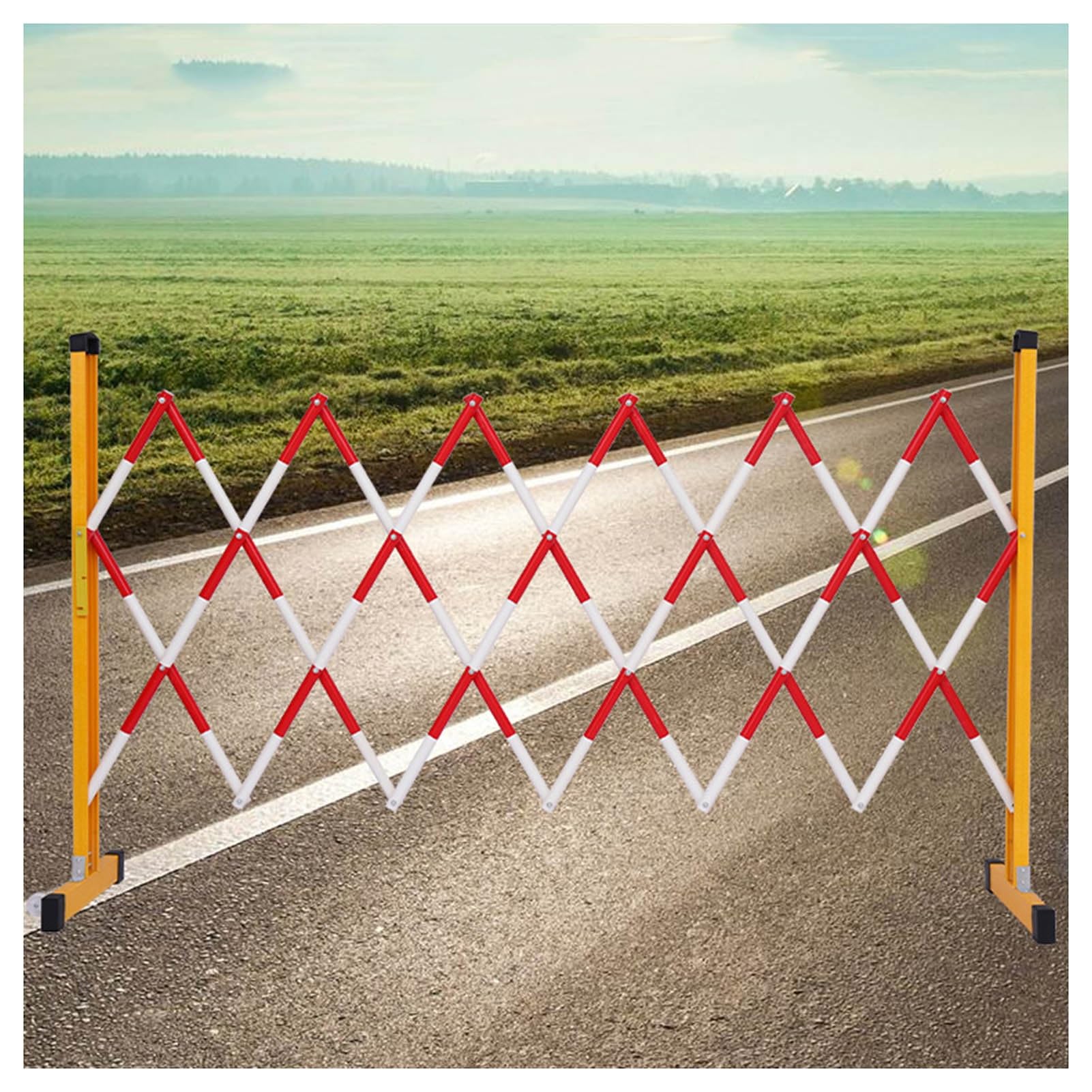 WQPMNYG Security Barrier,Retractable Traffic Fence, Portable Isolation Guardrail, Movable Road Safety Barrier, Foldable Construction Gate for Outdoor Use (L300cm/9.8ft)
