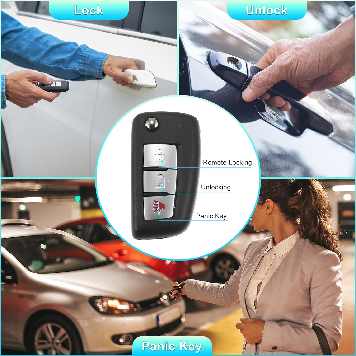 X AUTOHAUX 2pcs 434MHz CWTWB1G767 Replacement Smart Proximity Flip Keyless Entry Remote Key Fob for Nissan Rogue 2014-2020 3 Buttons Uncut Flip Ignition Key Fob - Image 3