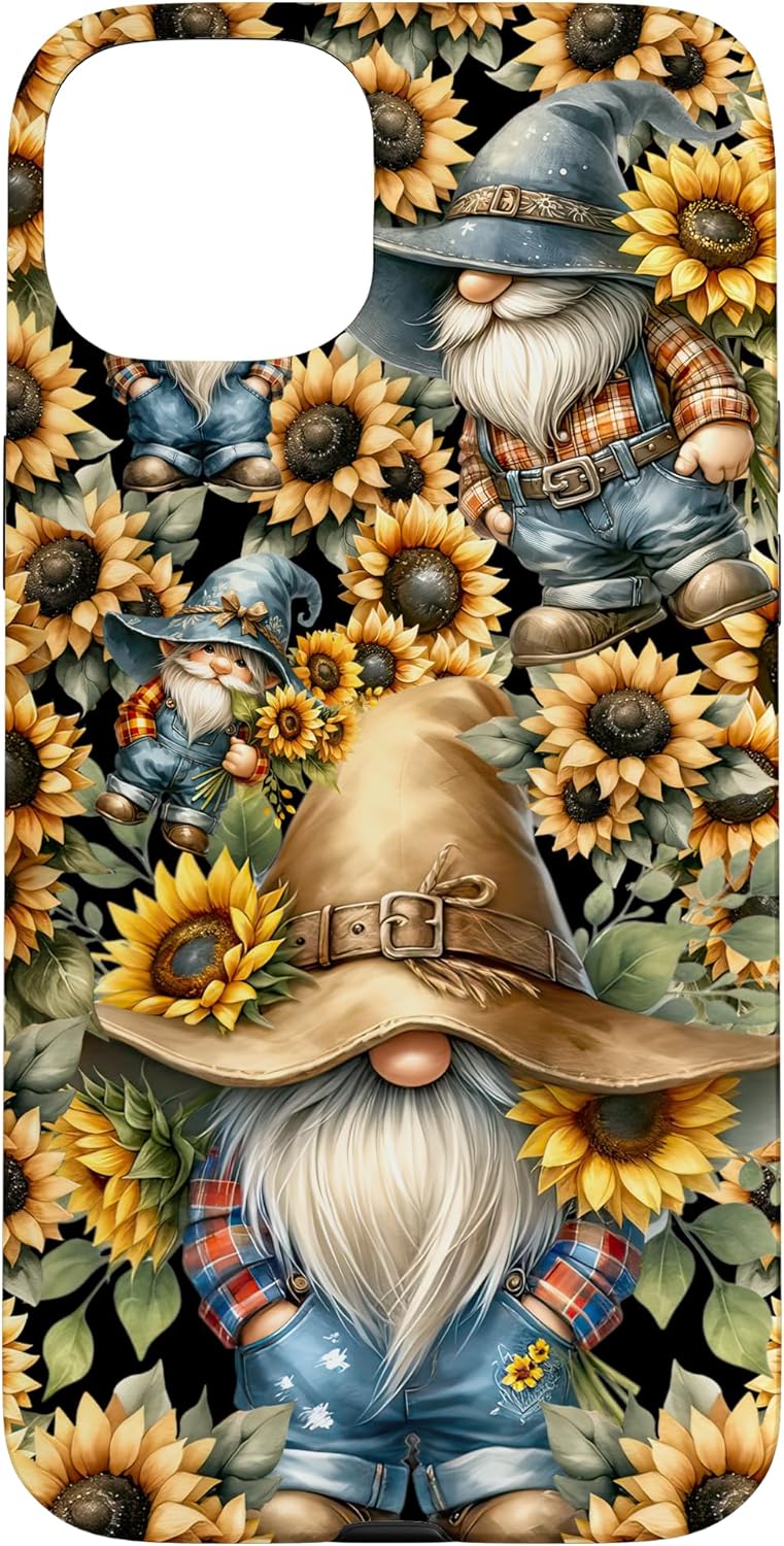 Cute Sunflower Gnome Patterns For Women Spring And Summer Case for iPhone 15
