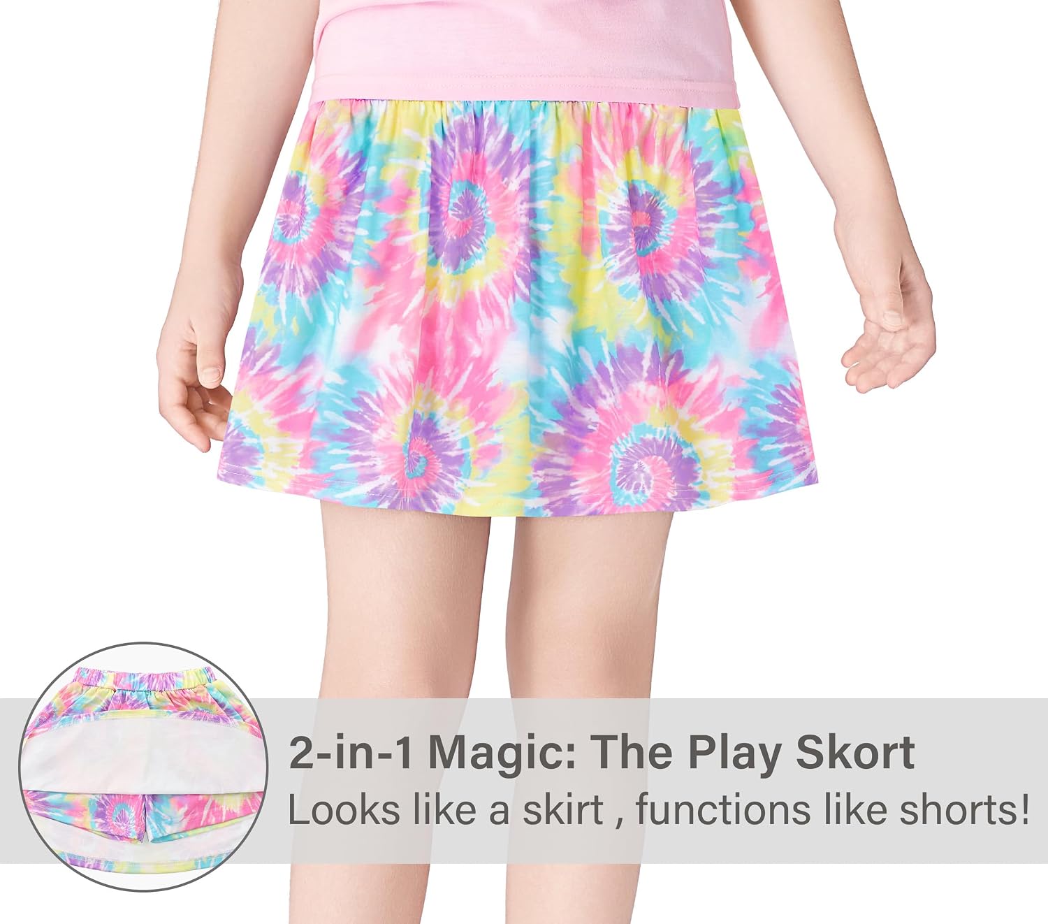 Trendy Girl Skort - Multicolored Leopard Print Summer Skirts with Shorts Size 6-16