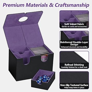 3-in-1 MTG Commander Deck Box,Holds 160+ Double Sleeved Cards