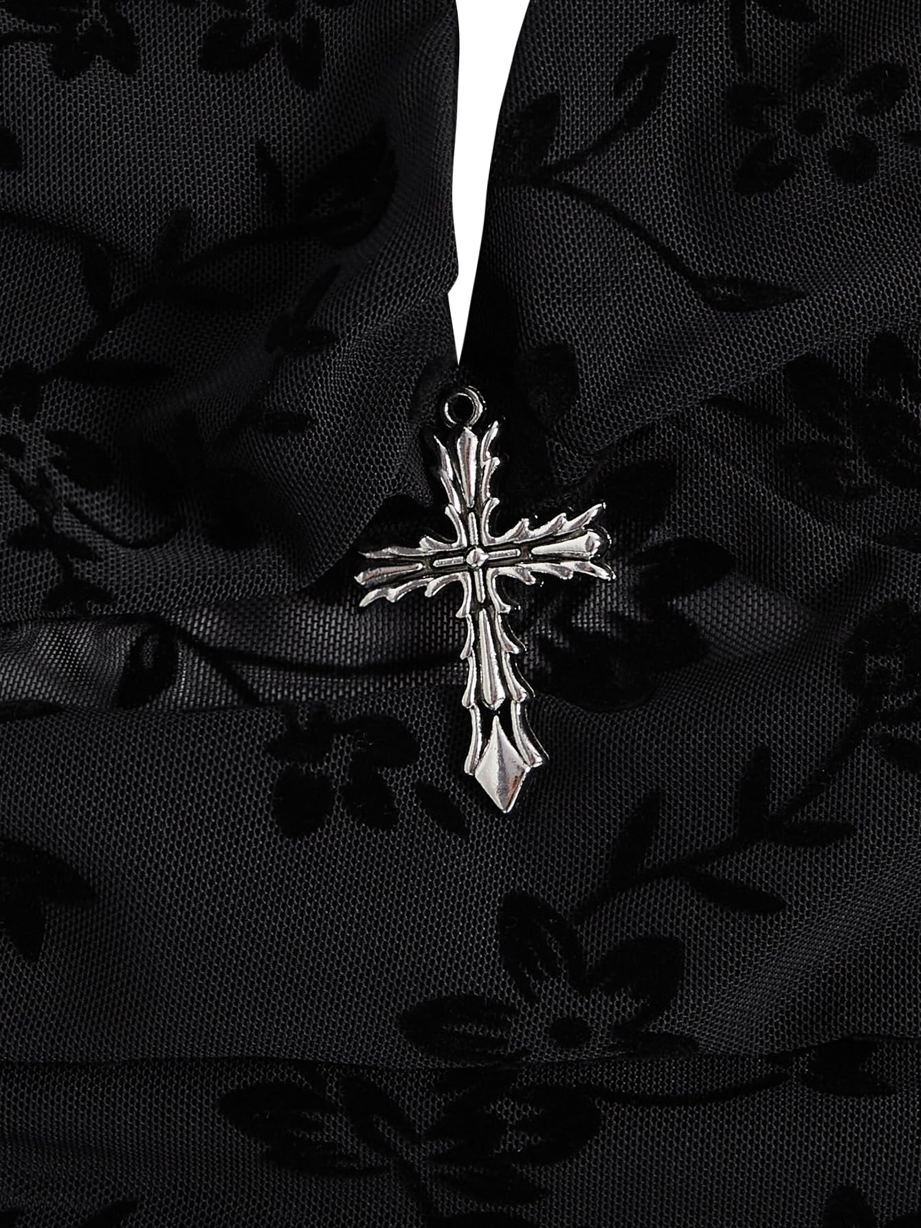 Verdusa Women's Y2k Gothic Goth Halter Top Mesh Sheer Backless Going Out Tops Emo Grunge Clothes Rave Outfits