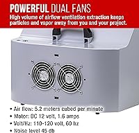 Vista 3 de Master Airbrush Kit de Cabina de Aerógrafo Portátil con Ventiladores de Escape Duales, 4 Luces LED, Mesa Giratoria y Manguera de Extensión, Cabina