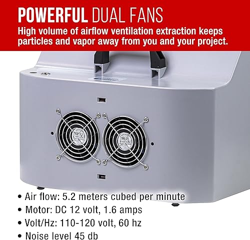 Miniatura 3 de Master Airbrush Kit de cabina de aerosol portátil con ventiladores de escape duales, 4 luces LED, plato giratorio y manguera de extensión, cabina de