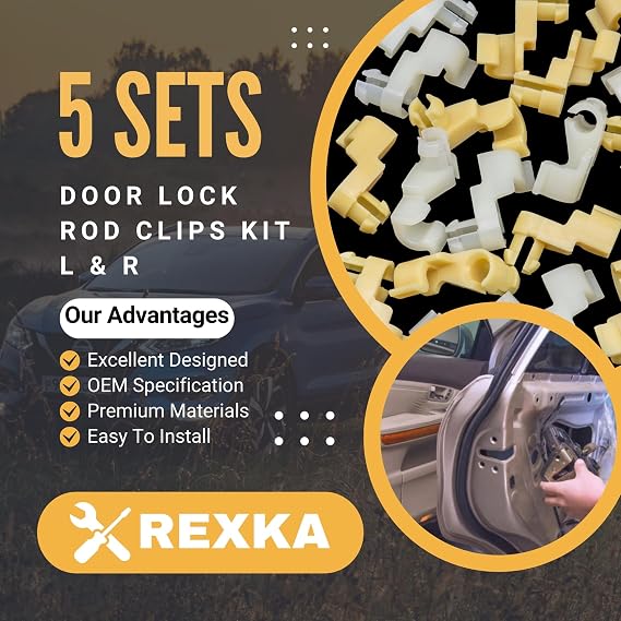 Rexka 5 Sets Tailgate Handle Door Lock Rod Clips Tailgate Handle Rod Clip Replacement for Toyota Tundra Camry Corolla Echo Highlander 69293-12030 69293-12040