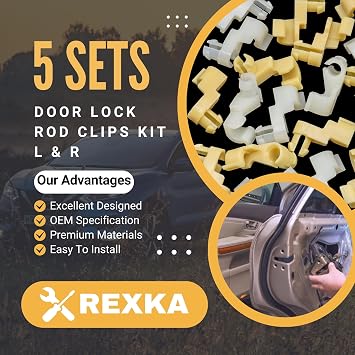 Rexka 5 Sets Tailgate Handle Door Lock Rod Clips Tailgate Handle Rod Clip Replacement for Toyota Tundra Camry Corolla Echo Highlander 69293-12030 69293-12040