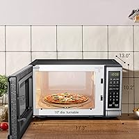 Vista 5 de BLACK+DECKER EM720CB7 Horno microondas digital con puerta giratoria con botón, bloqueo de seguridad para niños, 700 W, acero inoxidable, 0.7 pies