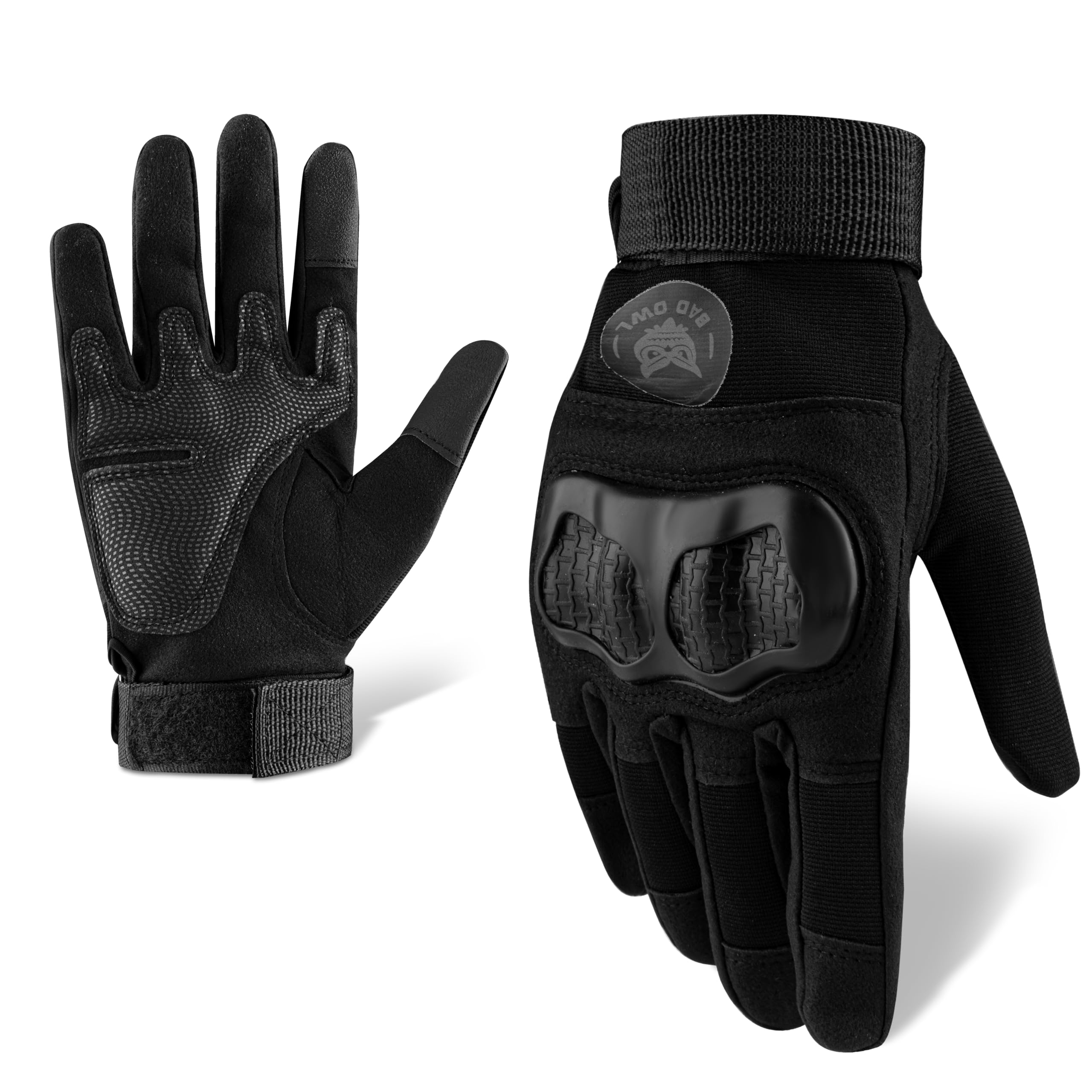 BADOWL GRIPTOR | Motorcycle Riding Gloves for Men and Women with Knuckle Protection | Touchscreen Compatible | Breathable | Anti-Slip | Full Finger Bike Gloves for All Seasons (Black -M)-image-30