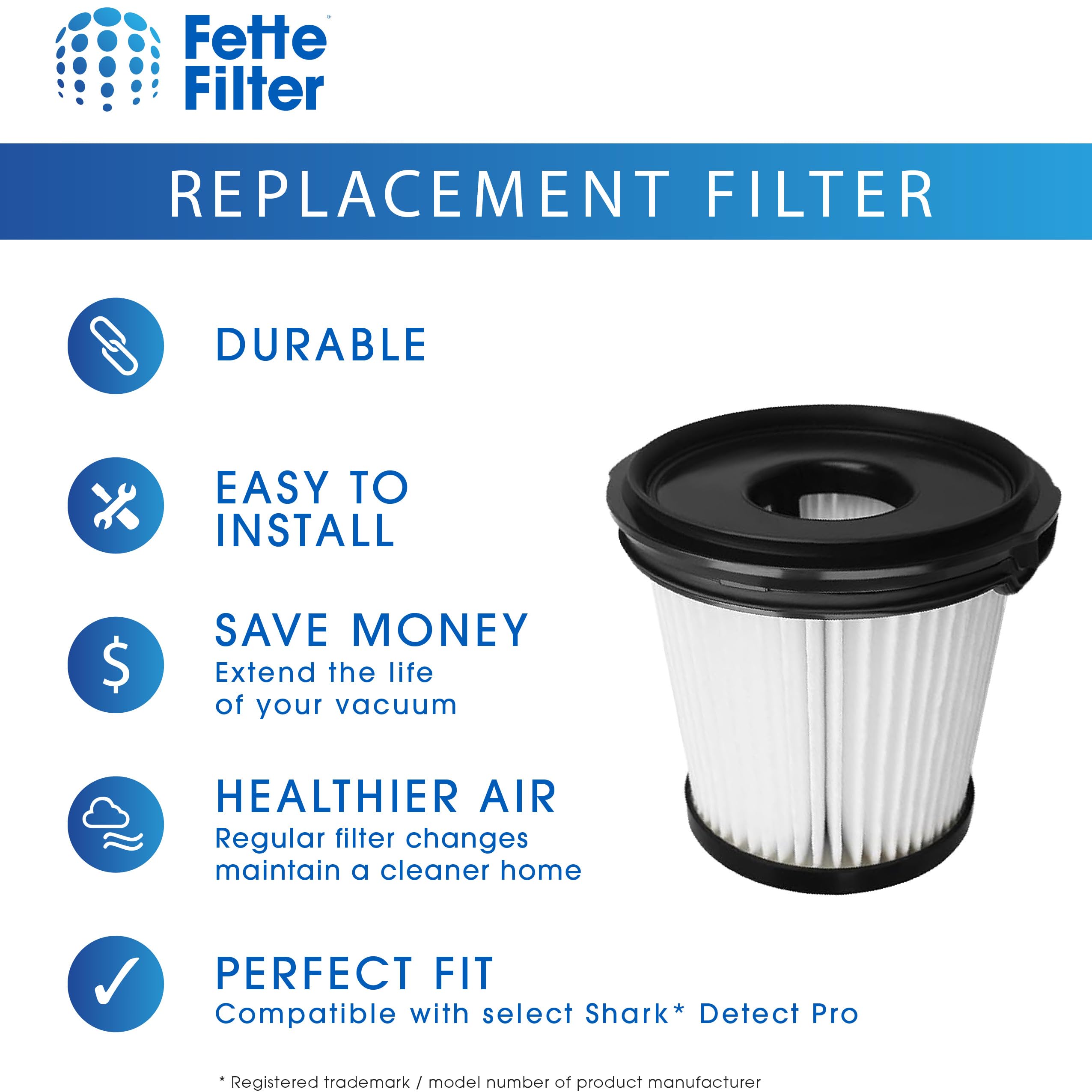 Fette Filter - Filtro Hepa de repuesto XPRFIW1000 compatible con Shark IW1111 Detect Pro Wireless Stick Vacuum Hand Vac Pre-Motor Filter Part # XPRFIW1000 4 unidades.