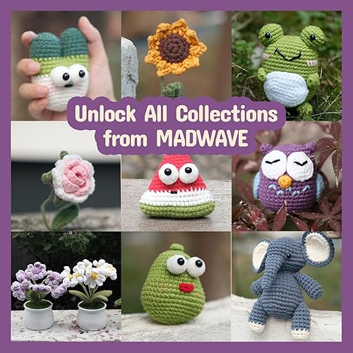 Miniatura 6 de Madwave Kit de ganchillo para principiantes, kit de 3 animales de ganchillo (búho, pingüino, rana) para principiantes, adultos y niños con juego de
