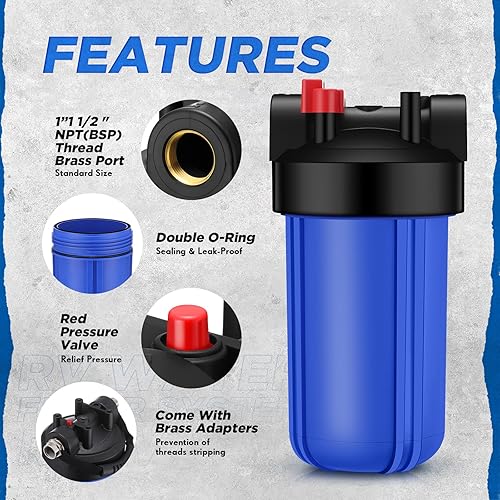 Miniatura 5 de VIHOSE Sistema de filtro de agua para autocaravana, filtro de agua antiobstrucción para 25 K galones con filtración de 6 etapas de una pieza,