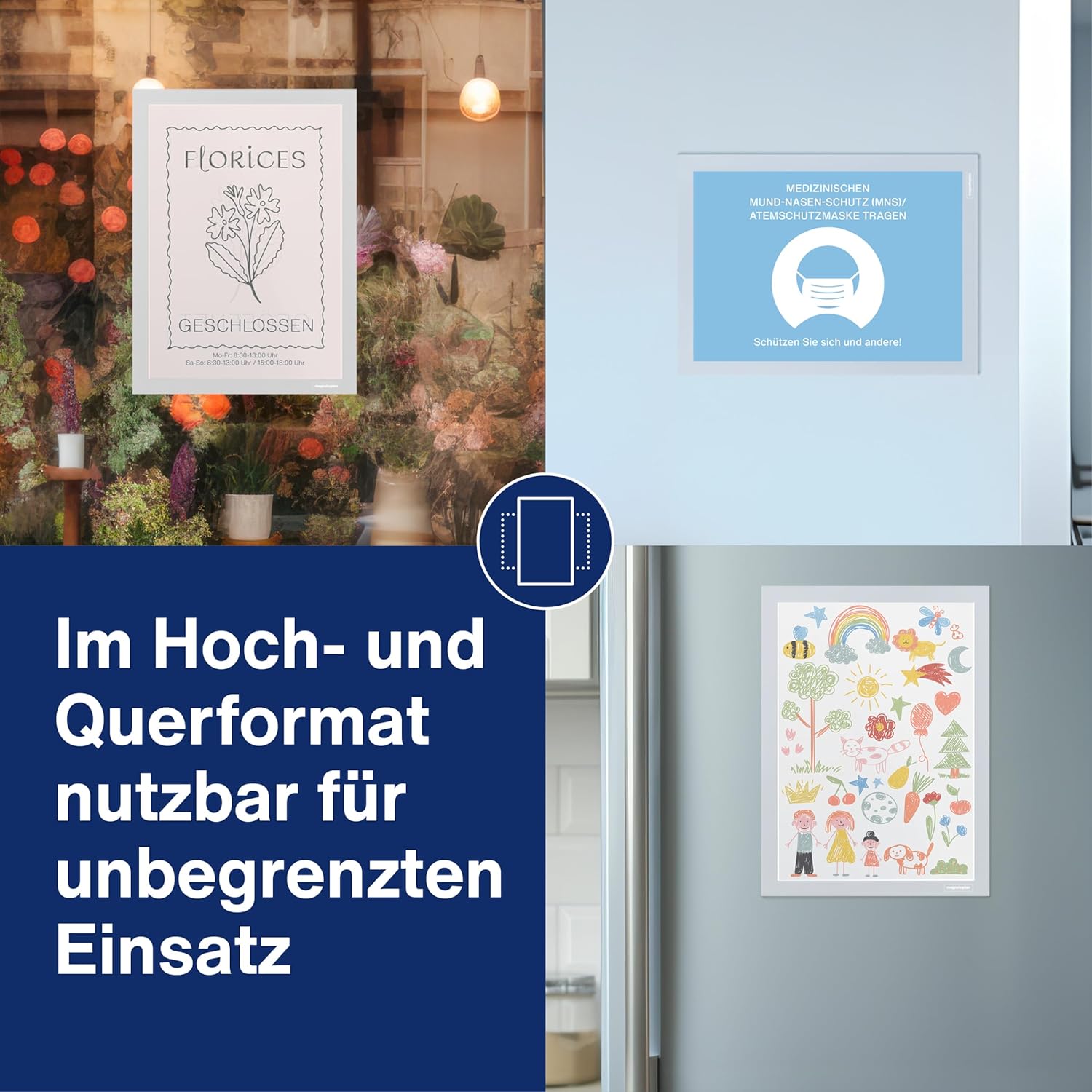 magnetofix Self-Adhesive Information Frame, A4, Silver, Pack of 2