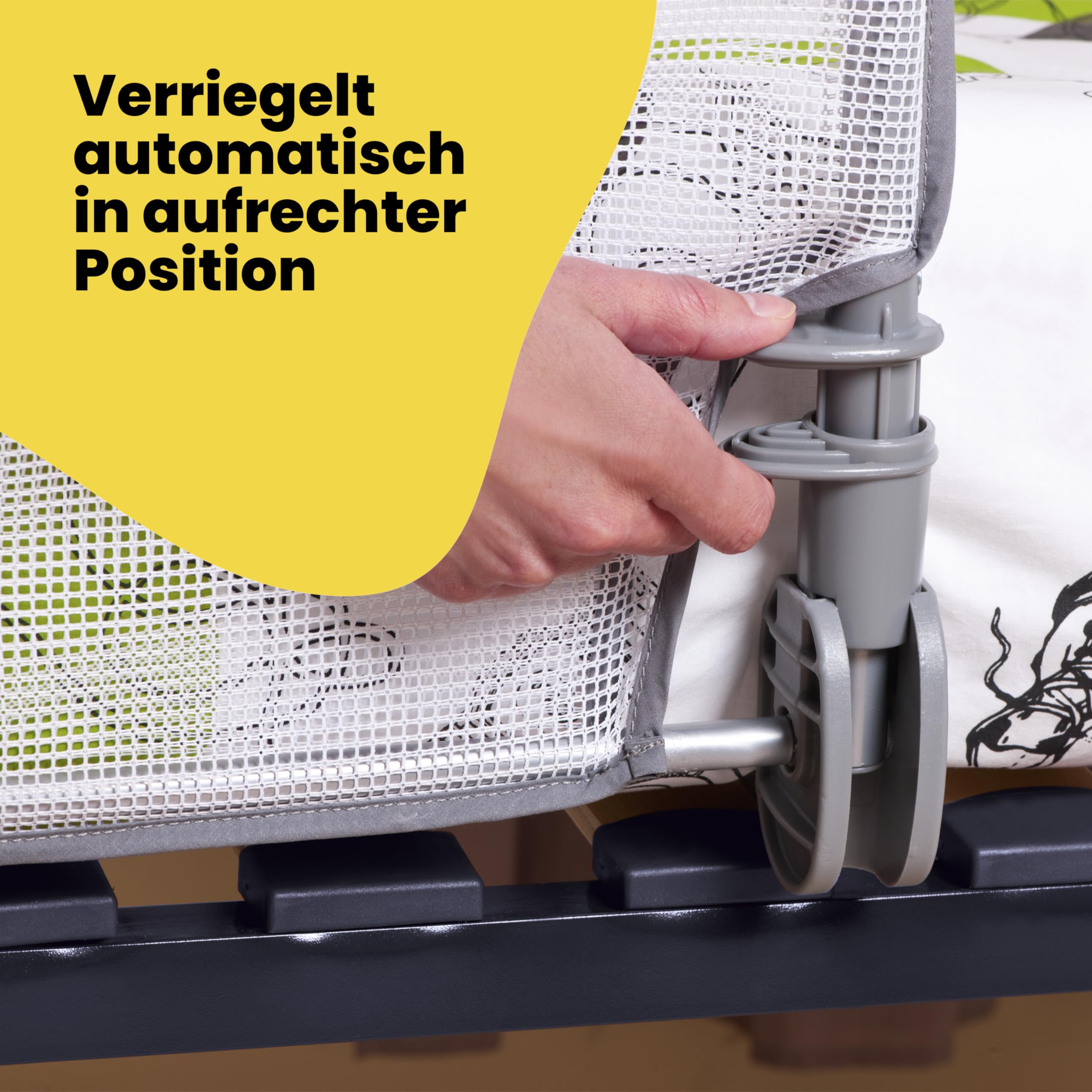 Safety 1st Extra Large Bed Rail 150 cm, Bettgitter Rausfallschutz, 18 Monate–5 Jahre, verstellbares Bettschutzgitter, Netzgewebe, automatische Sperre, einfach zu reinigen, Grau & Weiß