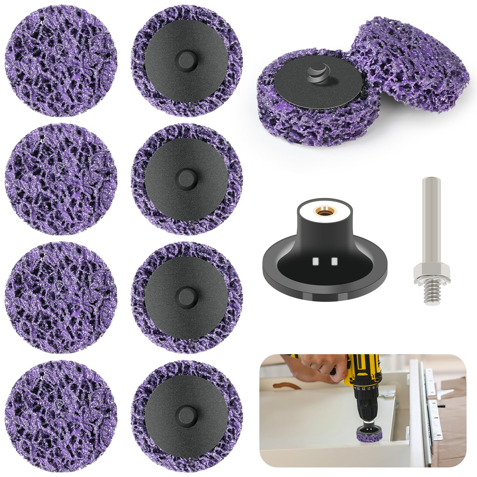 OBA 10 Pièces Disques de Nettoyage 50mm, Disque Meuleuse Disques à ébarber Pour Traitement de Surface Peinture Disque Abrasif pour Perceuse Visseuse