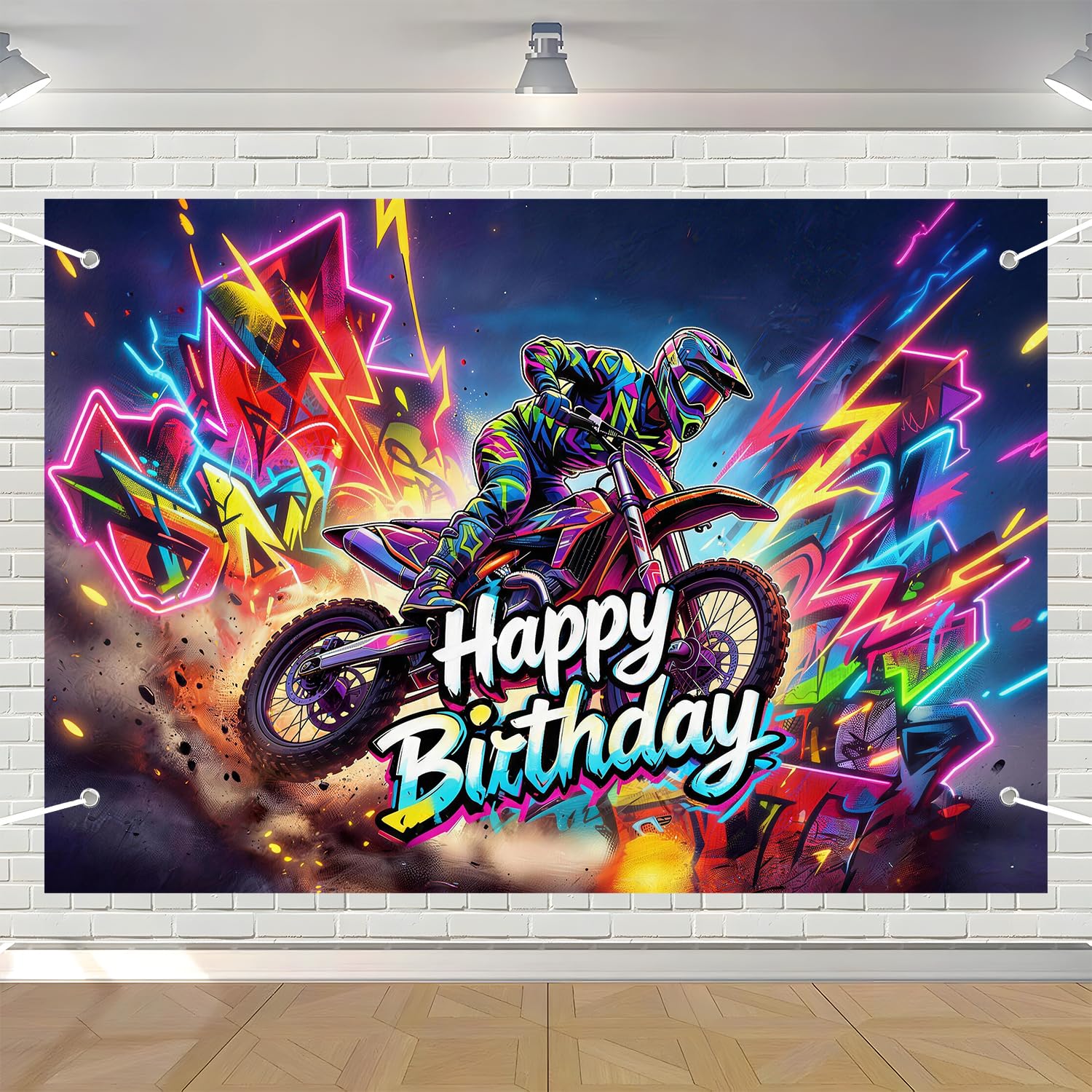 Dirt Bike Birthday Banner Backdrop