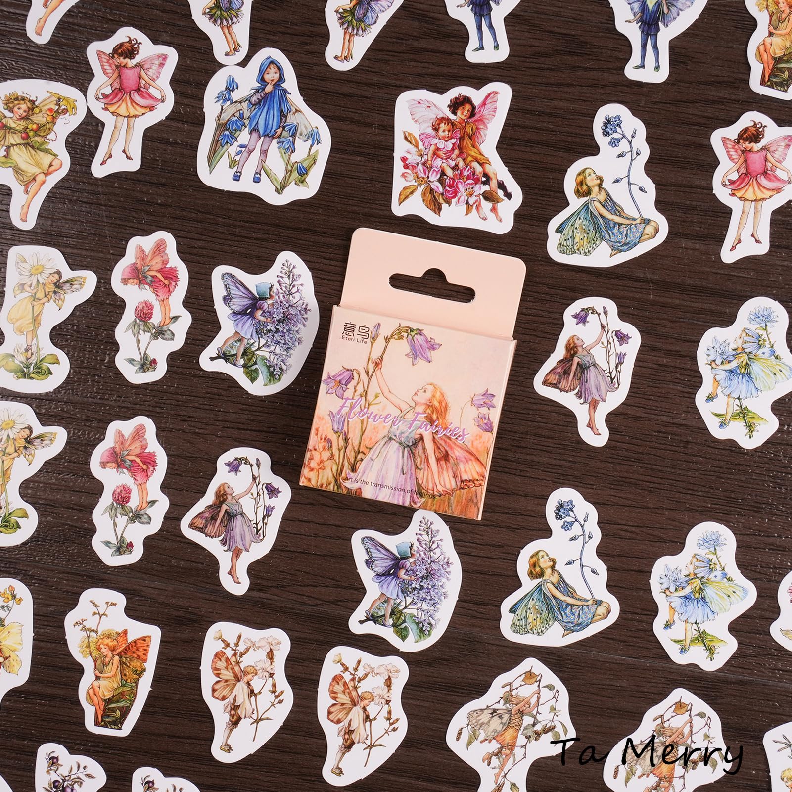 Ta Merry Kawaii Scrapbook Accessories Scrapbooking Supplies,46Pcs Laptop Flower Mini Stickers Aesthetic for Adults，Journaling Supplies Aesthetic Stickers for Scrapbooking,Card Making,Journal(Fairy Box
