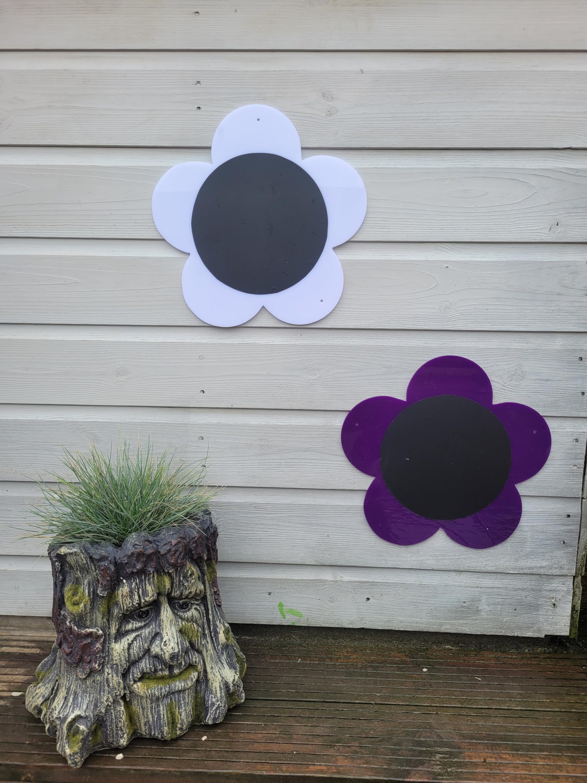 Set of 4 flower chalkboards, acrylic, garden use, marking making boards, sensory garden