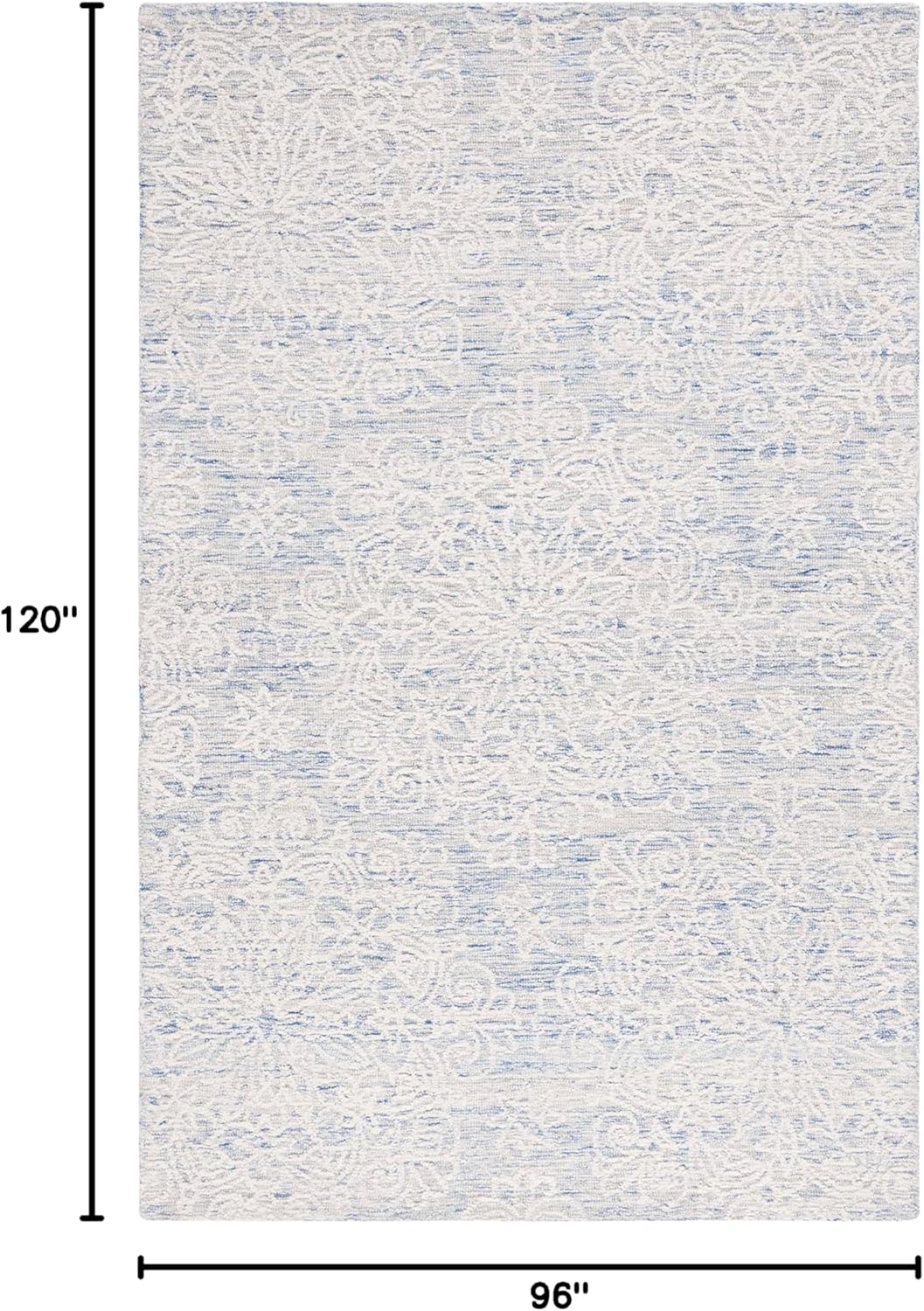 SAFAVIEH Area Rug 8x10 - Metro Collection - Large - Blue & Ivory, Handmade Wool, Floral Design, Ideal for Living Room, Bedroom, Office, Dining Space (MET885M)