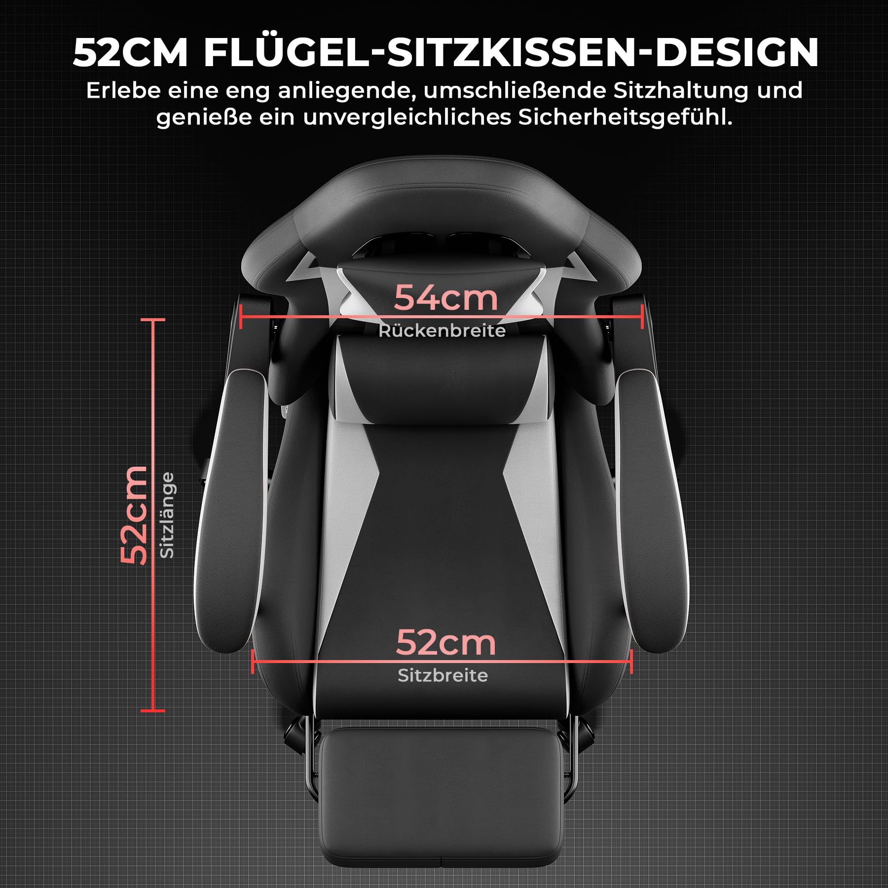 Fotel gamingowy, ergonomiczny fotel gamingowy z podparciem lędźwiowym, oddychająca skóra poliuretanowa, wygodne krzesło komputerowe, obciążenie 200 kg, wysokość siedziska i oparcie regulowane