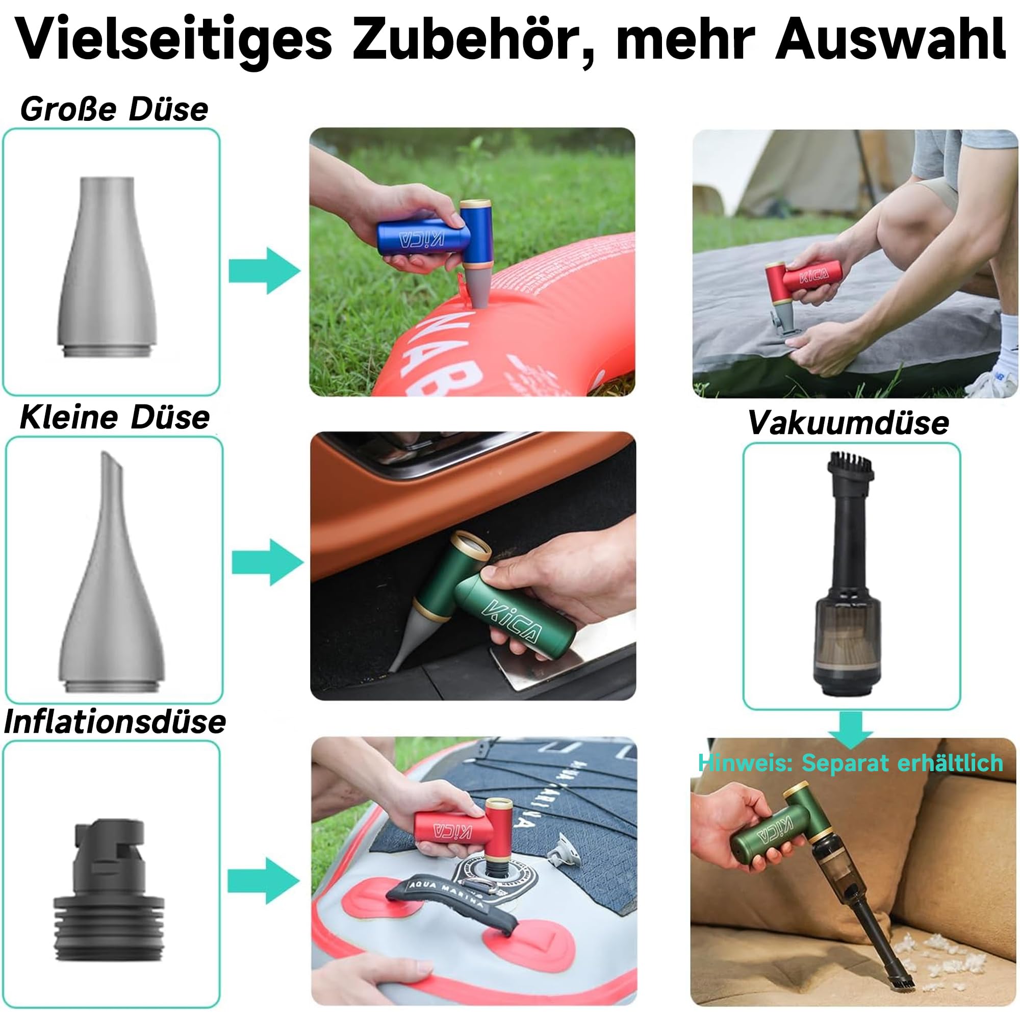 Kica JetFan 2S Elektrische Staubgebläse 117000 U/min Mini Air Duster Stufenloser Regelung Turbotaste Rot