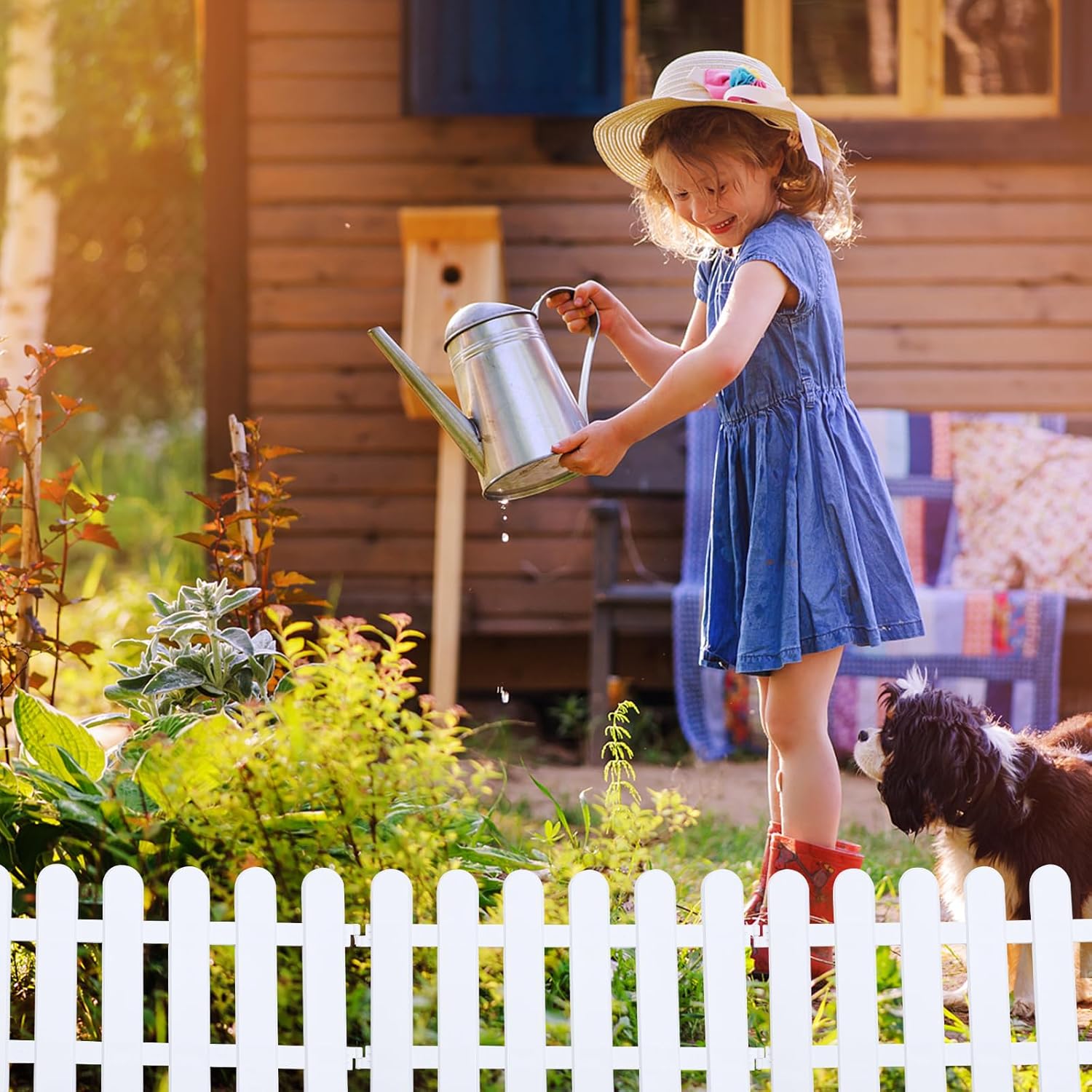 Cabilock Christmas Tree Fence, 5Pcs White Plastic Garden Picket Fence Decorative for Christmas Tree Wedding Party Yard Decorative for Picket Lawn Flowerbeds Bordersorders