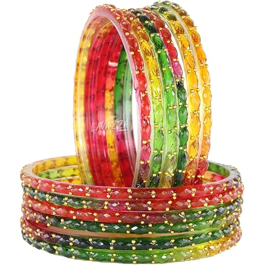 Raindrop Glass Bangles Set - Set of 12