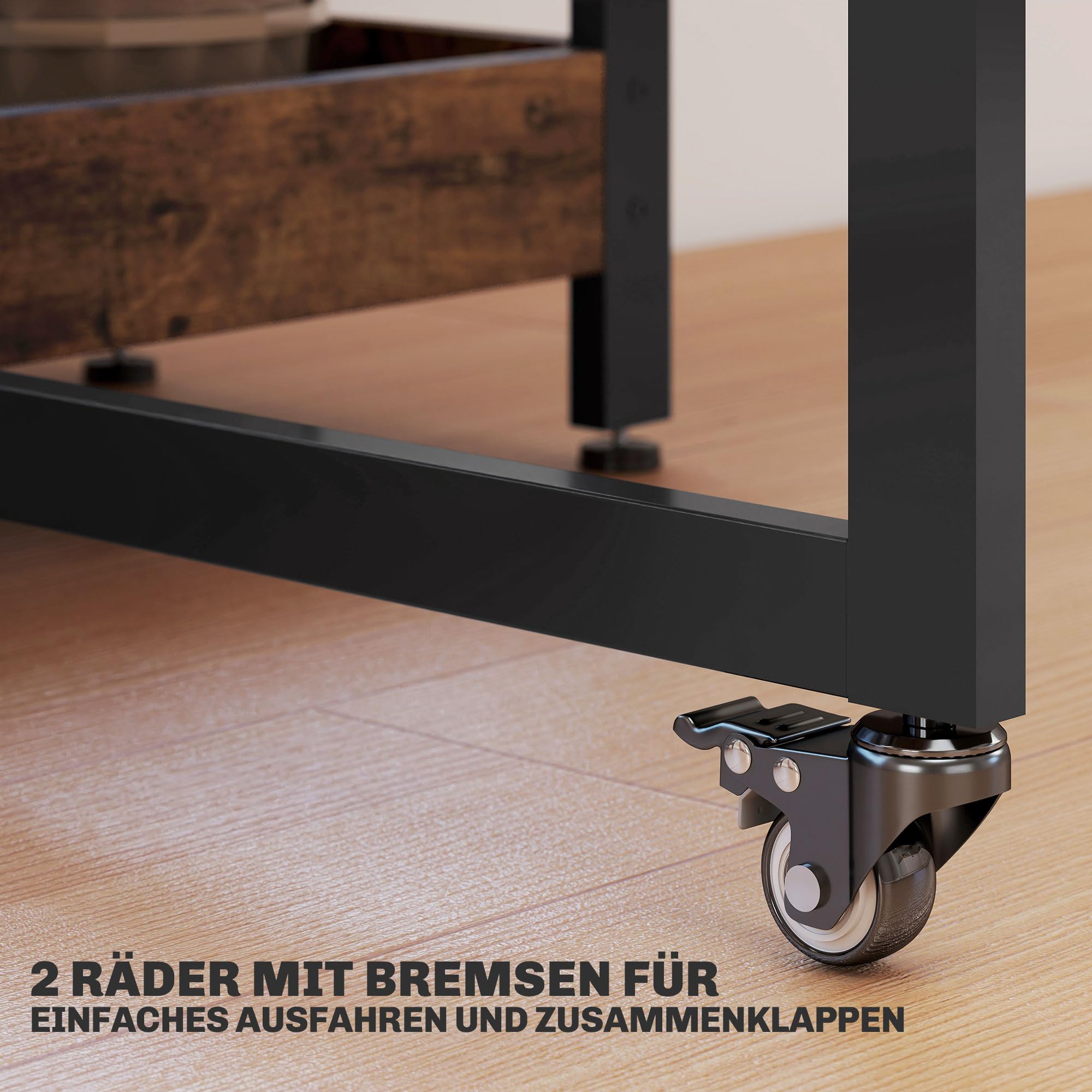 HOMCOM Esstisch Klappbar Küchentisch für 2-4 Personen mit 2 Offenen Ablagen, Esszimmertisch Klapptisch mit Rollen für Kleine Räume, Esszimmer, Küche 133,4 x 80 x 75 cm Rustikal-Braun