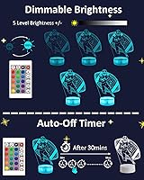 Vista 3 de Attivolife Luz nocturna de jugador de fútbol americano para niños, lámpara LED de ilusión de rugby 3D, 16 colores cambiantes con control remoto