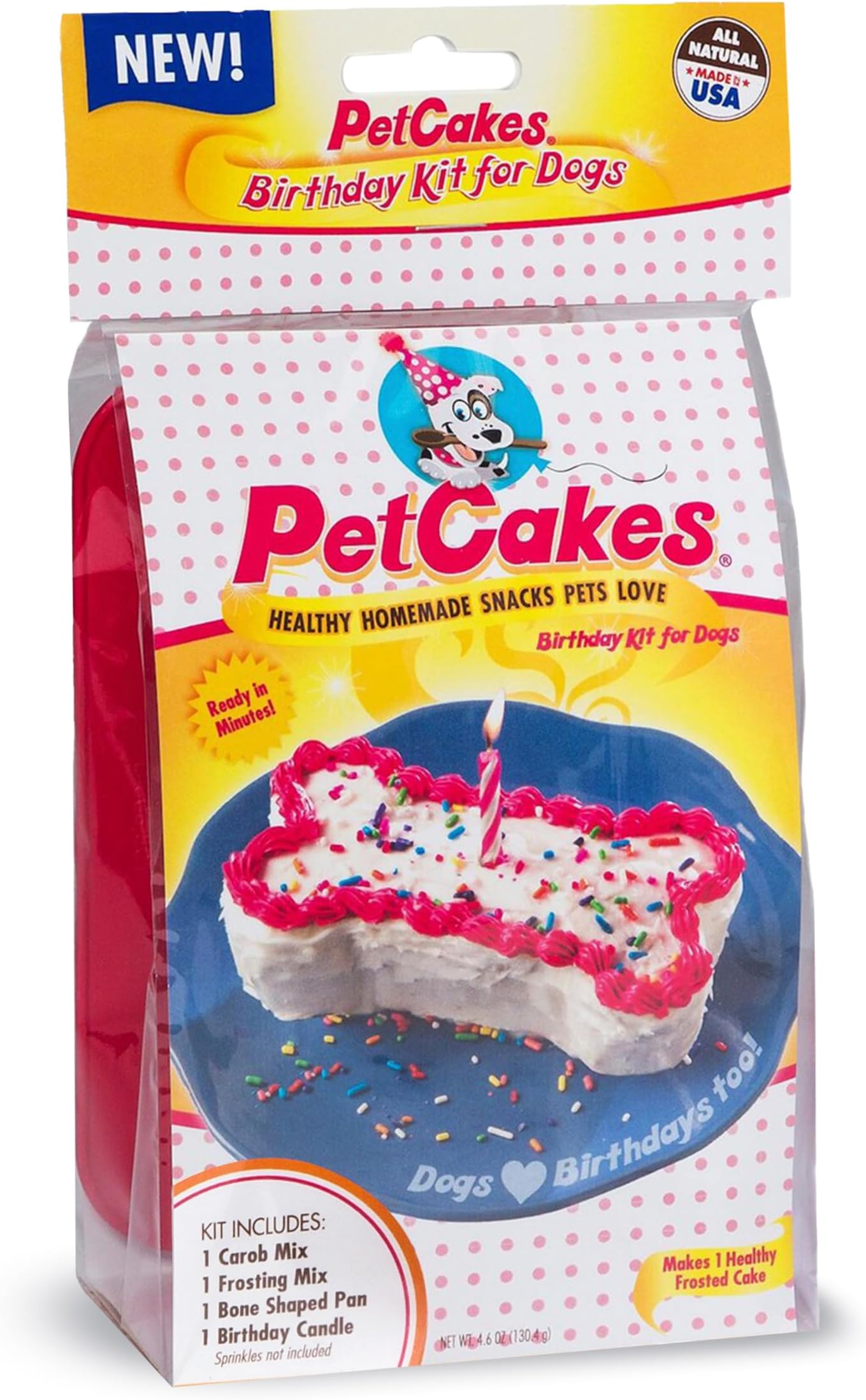 PetCakes Dog Birthday Cake Kit - All Natural Treats - Puppy To Large Dogs, Carob Flavor - 5.5 Oz